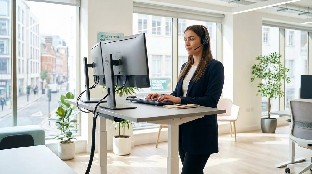 correct standing desk posture and ergonomic alignment