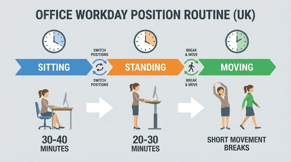 standing desk sitting routine 20 30 rule
